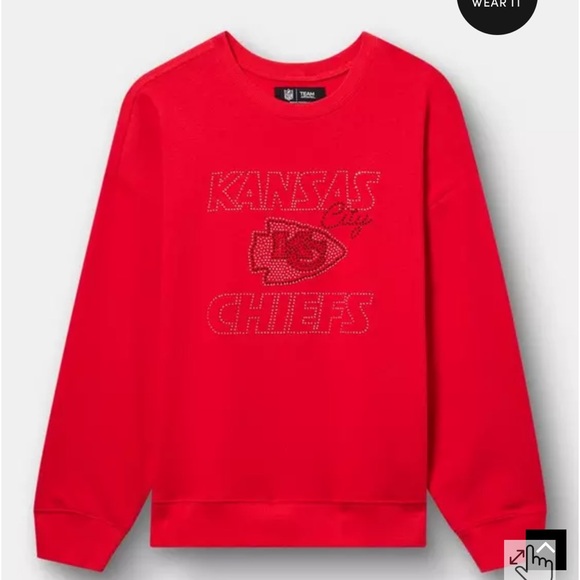 torrid Tops - NFL Kansas Chiefs Rhinestone Relaxed Fleece Sweatshirt Torrid Size 1 NWT